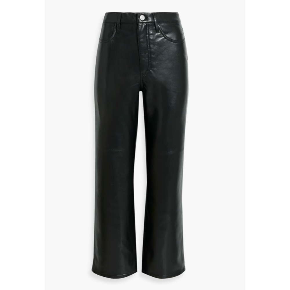 NEW Frame Le Jane cropped stretch-leather straight-leg pants - Picture 3 of 10